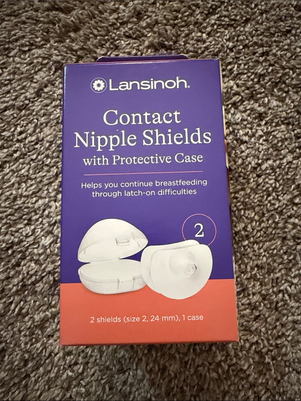 Lansinoh Contact Nipple Shields with Protective Case NEW Size 2 24mm